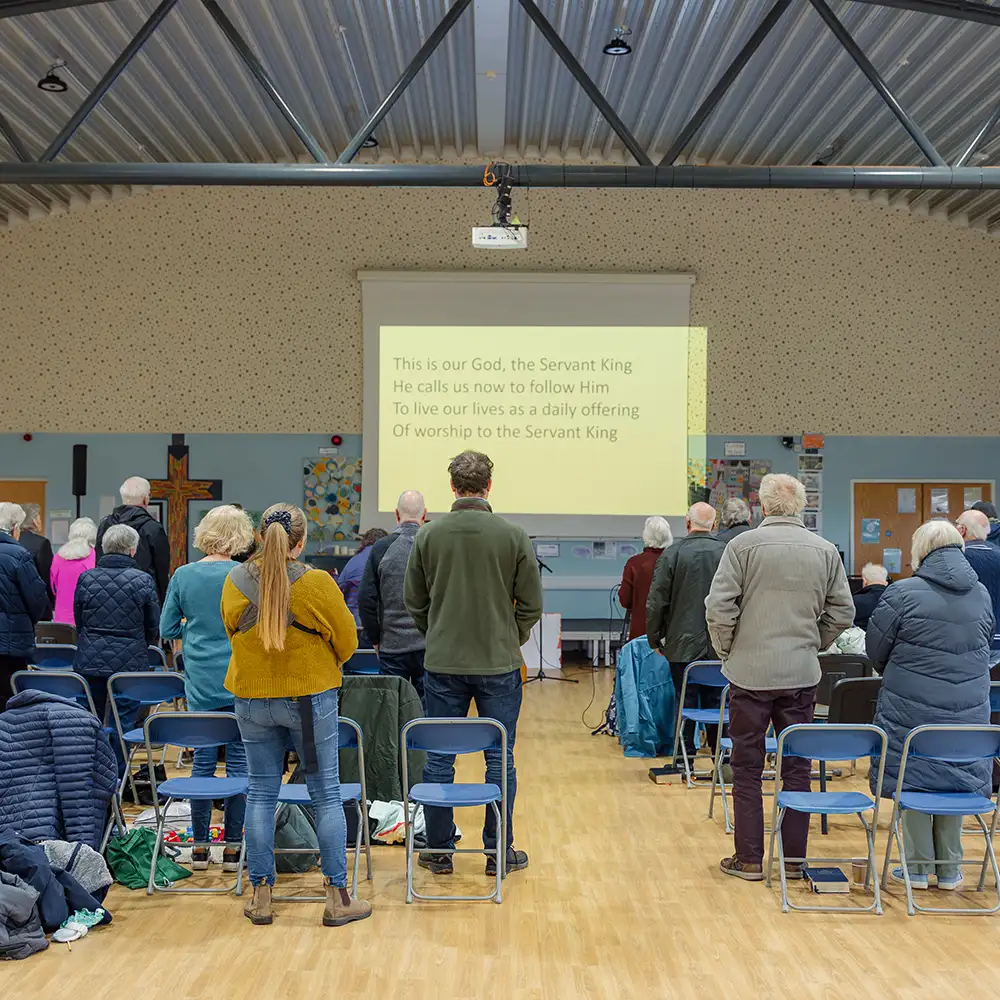 Congregation gathered in a church hall